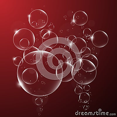 Abstract background with Soap bubbles on Dark Red Background .vector design element EPS10 illustration Cartoon Illustration