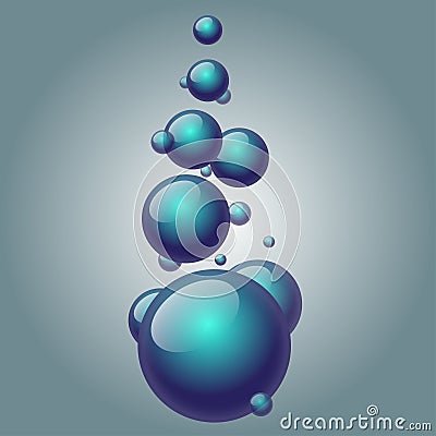 Abstract background with soap bubbles. Water drops. Cartoon Illustration