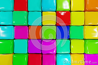 Abstract background with soft colored cubes. Jelly colorful cubes background 3d render. Colorful elastic boxes pattern Stock Photo