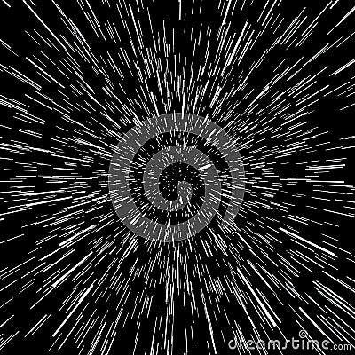 Abstract Background With Star Warp or Hyperspace. Abstract Exploding Effect. Hyperspace Travel. The Concept of Space Stock Photo