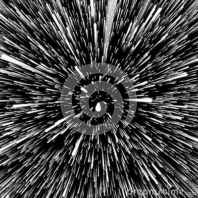 Abstract Background With Star Warp or Hyperspace. Abstract Exploding Effect. Hyperspace Travel. The Concept of Space Stock Photo