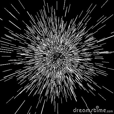 Abstract Background With Star Warp or Hyperspace. Abstract Exploding Effect. Hyperspace Travel. The Concept of Space Stock Photo