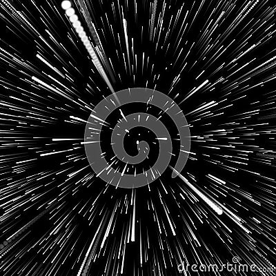 Abstract Background With Star Warp or Hyperspace. Abstract Exploding Effect. Hyperspace Travel. The Concept of Space Stock Photo