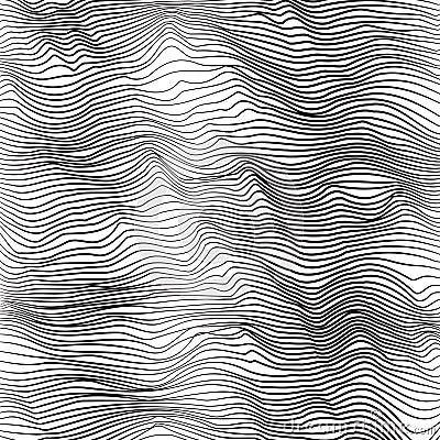 Abstract background - striped waves. Black and white Vector Illustration