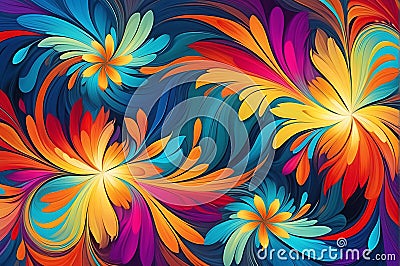 Abstract Background - Swirls of Vivid Colors Merging, Resembling Flowers in an Impressionist Style Stock Photo