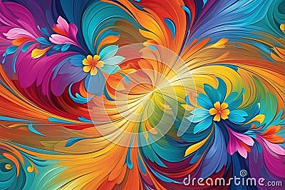 Abstract Background - Swirls of Vivid Colors Merging, Resembling Flowers in an Impressionist Style Stock Photo