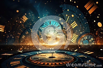 Abstract background with symbols of time and cyclicity Stock Photo
