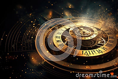 Abstract background with symbols of time and cyclicity Stock Photo