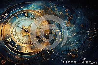 Abstract background with symbols of time and cyclicity Stock Photo