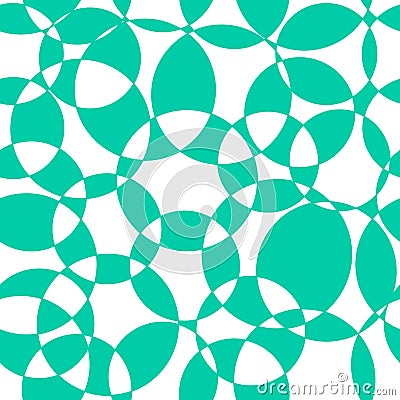 Abstract background teal intersecting circles seamless vector pattern. Modern backdrop green blue overlapping circles on Vector Illustration