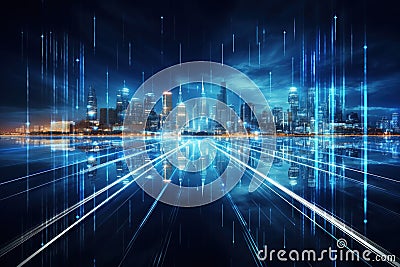 Abstract Background Technology, Virtual wave Futuristic, generative ai Stock Photo