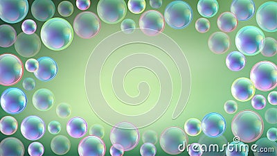 Vector Abstract Colorful Bubbles Frame in Green Gradient Background Stock Photo