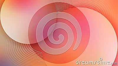 Vector Abstract Orange and Pink Gradient Background with Elliptic Lines and Circles Stock Photo