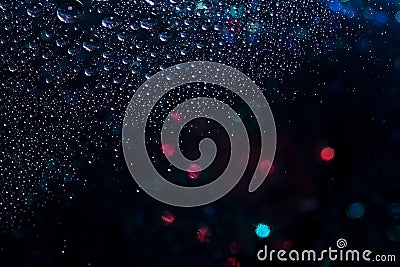 Abstract background texture drops of water and art light on glass. Creative space design Stock Photo