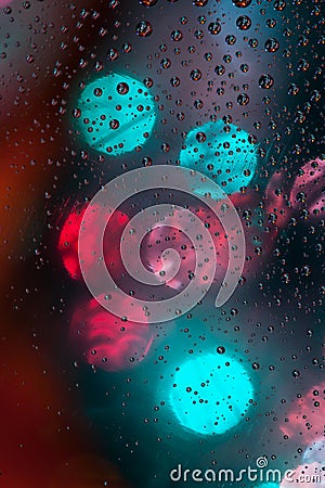 Abstract background texture drops of water and art light on glass. Creative space design Stock Photo