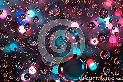 Abstract background texture drops of water and art light on glass. Creative space design Stock Photo