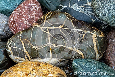 Abstract background texture of multicolored beautiful stones. Stock Photo