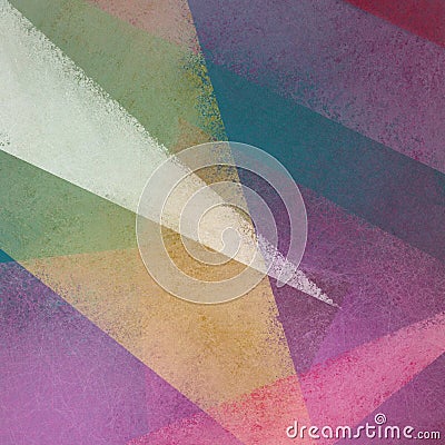 Abstract background with textured triangles and shapes layered in modern pattern in green blue red yellow and pink colors, colorfu Stock Photo