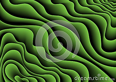 Abstract background of three-dimensional gradient green lines Vector Illustration