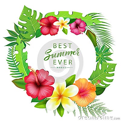 Abstract Background with Tropical Leaves Vector Illustration