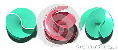 Abstract background with twisted colorful shapes, 3D rendering illustration Cartoon Illustration