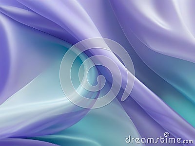 Abstract background of smooth flowing silk with soft wave of lavender and teal colors Stock Photo