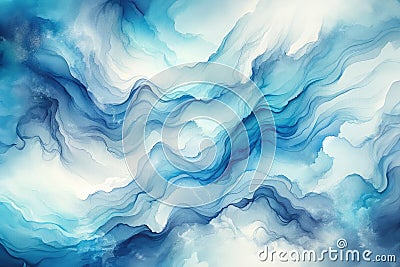 Abstract background with varying blue hues that interlace to create a soothing wavy gradient effect Stock Photo