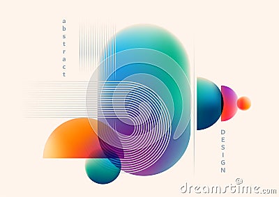 Abstract background vector illustration. Pattern design with graphic shapes, line elements, bright gradient color Vector Illustration