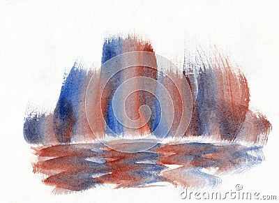 Abstract background with vertical wide brush strokes. Blue ultramarine and english red colors Stock Photo