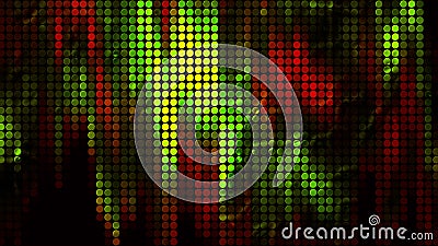 Abstract background with wall from lamps of bright gradient light. Motion. Rows of moving vertically circles on a dark Stock Photo