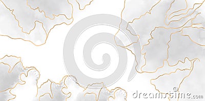 Abstract background watercolors textures grayscale with golden lines, isolated white backgrounds. applicable for banner, flyer Vector Illustration