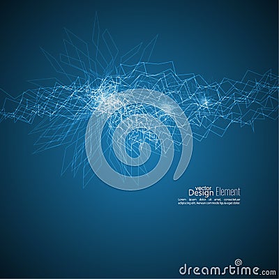 Abstract background with waves and luminous rays. Vector Illustration