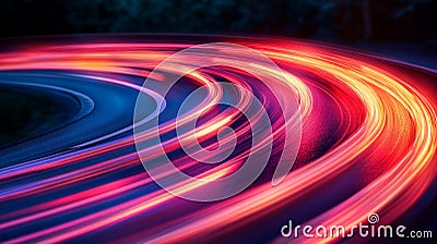 Abstract Background Wavy Lines of Light Trails Form Dynamic Pattern of Speed and Motion Blurr Stock Photo