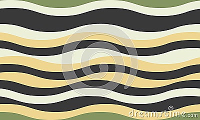 Abstract background with wavy stripes in vibrant colors, creating a rippled, liquid effect. Smooth curves and textured lines add Vector Illustration