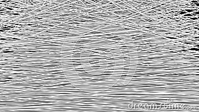 Abstract Background of a Web of Tangled White Strips in a Chaotic Pattern over Black. Stock Photo