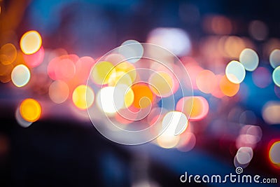 City light. Bokeh light. Colored light. Stock Photo