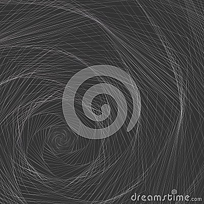 Abstract background A whirlwind of twisted spiral metal lines Spiral contour whirlpool twist on dark gray background Abstract Vector Illustration