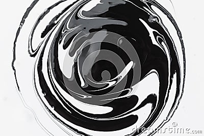 Abstract background, white and black mineral oil paint on water Stock Photo