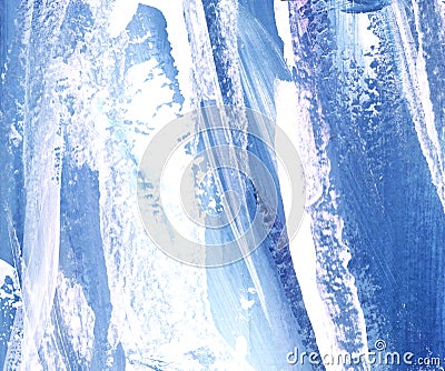 Abstract background. White, blue texture of unevenly painted surface. brushstrokes and paint. Ice or folds. Natural pattern. Stock Photo