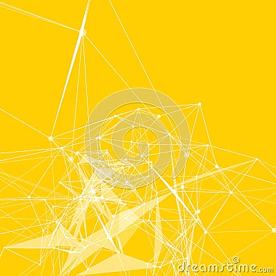 Abstract background. White dots connected with lines on trendy yellow background Vector Illustration