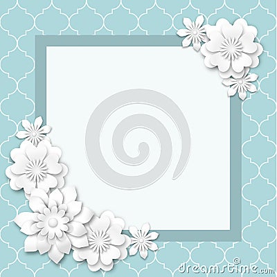 abstract background with white flowers Vector Illustration