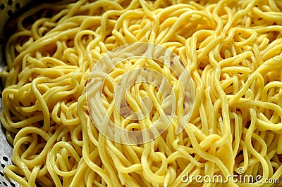 Abstract Background Yellow Homemade Noodles Stock Photo