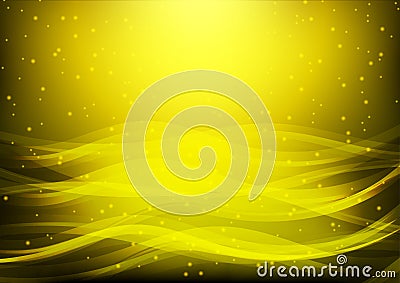 Abstract background with yellow waves and stars; Golden water wave; computer background; web background; presentation background Vector Illustration
