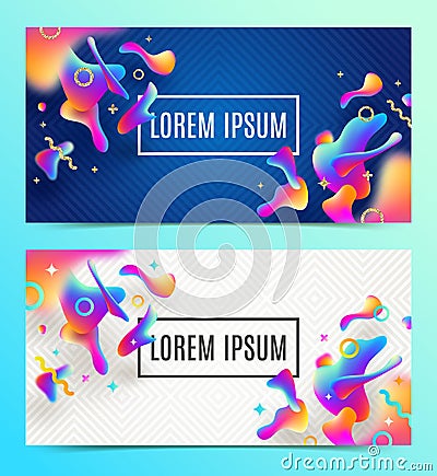 Abstract backgrounds with fluid multicolored drops Vector Illustration