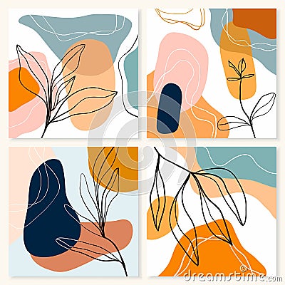 Abstract backgrounds/posters collection with four different artworks in pastel colors Vector Illustration