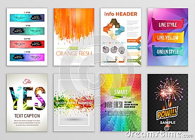 Abstract Backgrounds Set. Geometric Shapes and Frames for Presentation, Annual Reports, Flyers, Brochures, Leaflets Vector Illustration