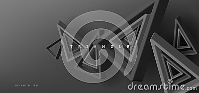 Abstract balck Triangle Background. 3D abstract geometric composition Vector Illustration