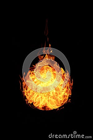 Abstract ball fire flames on black background Stock Photo