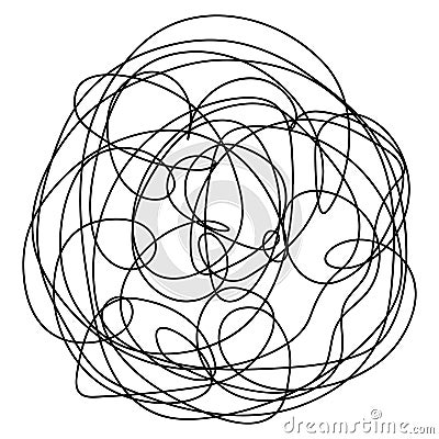 Abstract ball made of doodles. A fantasy of curls. A hand-drawn object made of tangled lines Vector Illustration