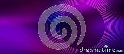 Vector Technological Concentric Circles in Pink and Purple Gradient Background Banner Stock Photo
